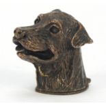 Novelty dog's head design brass vesta, 4cm high : For Further Condition Reports, Please Visit Our