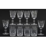Set of six Edinburgh crystal glasses and set of four tumblers, the largest 15cm high : For Further