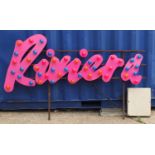 Large Riviera illuminated sign with steel frame, 90cm high x 220cm in length : For Further Condition