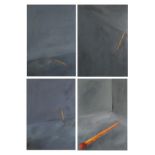 Matchsticks, set of four contemporary oil on canvasses, framed, each 49.5cm x 34.5cm : For Further
