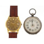 Ladies silver pocket watch and a Sanchez wristwatch : For Further Condition Reports, Please Visit