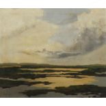 Marsh Landscape, Continental school oil on canvas, mounted and framed, 58.5cm x 49.5cm : For Further