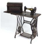 Singer sewing machine table with cast iron base : For Further Condition Reports, Please Visit Our
