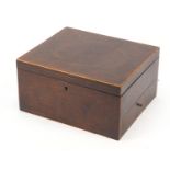 George III cross banded and inlaid mahogany travelling box with drawer to the base, 15cm H x 29cm