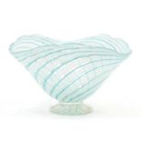 Mid 20th century Italian glass and lacework decorated pedestal bowl, possibly Murano, 24cm x 16.