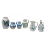 Scottish Buchan stoneware including vase, jugs and decanter, the largest 23cm high : For Further