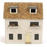 Hand built wooden doll's house with furniture, 50cm H x 48cm W x 30cm D : For Further Condition