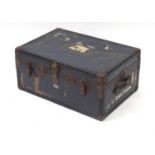 Vintage metal bound trunk by Mossman of London, 34cm H x 75.5cm W x 52.5cm D : For Further Condition