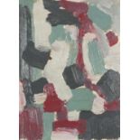 Manner of Patrick Heron - Abstract composition, oil on board, mounted and framed, 34cm x 25cm :