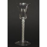 18th century wine glass with opaque twist stem, 16cm high : For Further Condition Reports, Please