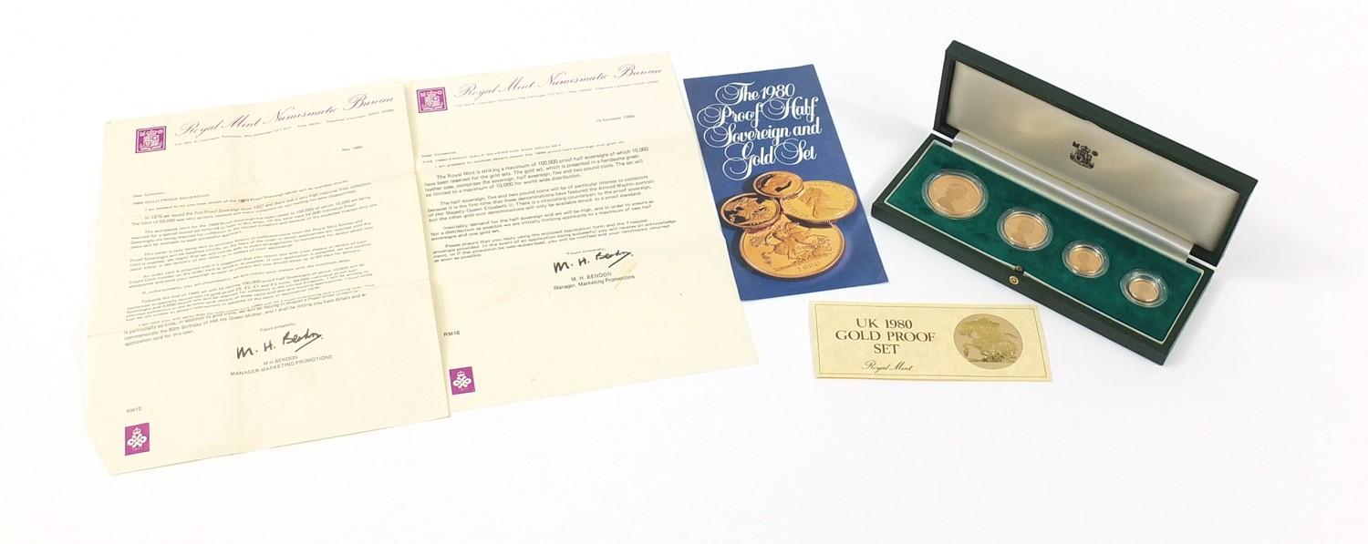 1980 proof half sovereign gold coin set with certificate, comprising five pounds, two pounds, - Image 7 of 7