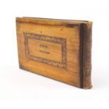 Jerusalem olive wood pressed flower book including coloured prints of the surrounding hills, 17cm