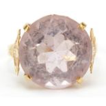 Large unmarked gold pink stone ring, size P, 4.0g : For Further Condition Reports, Please Visit