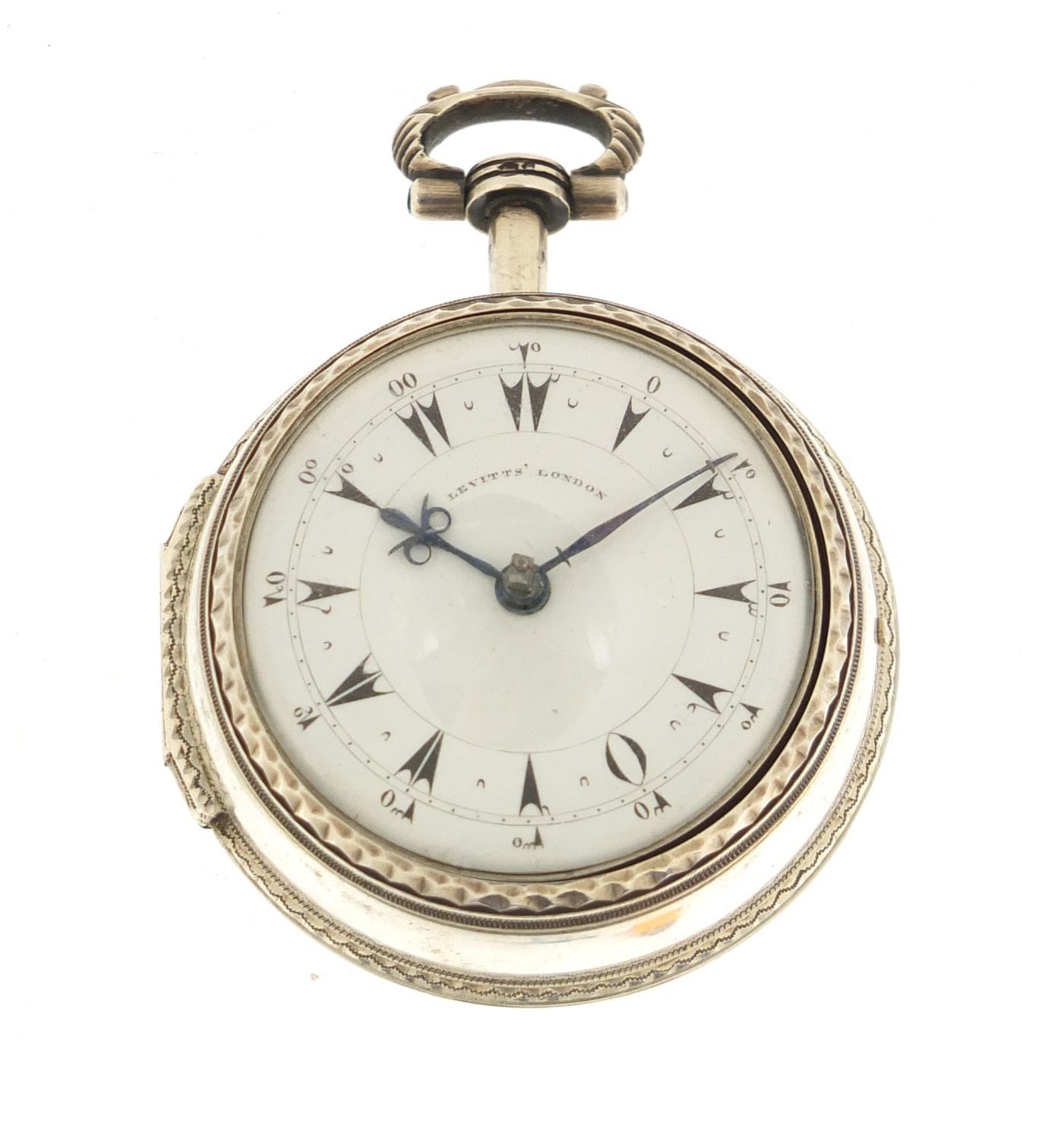 Gentlemen's silver and tortoiseshell double pair cased pocket watch with verge fusée movement, the - Image 11 of 19