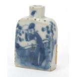 Chinese blue and white porcelain snuff bottle, hand painted with a figure, 6.5cm high : For