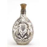 Haigs whiskey glass advertising decanter with silver thistle decoration, 23cm high : For Further