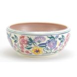 Large Poole Pottery bowl hand painted with flowers numbered 434, 24cm in diameter : For Further