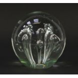 Large glass paperweight with internal bubbles, 20cm high : For Further Condition Reports, Please