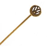 18ct gold Volkswagen automobile tie pin in blue leather fitted case, 5.7cm, 1.2g : For Further