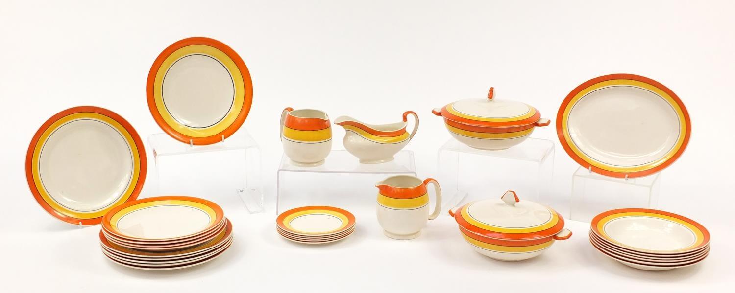Art Deco Grays pottery by Susie Cooper dinnerware, including lidded tureens, plates and jugs, - Image 2 of 6