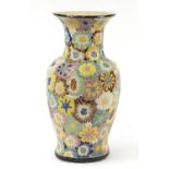 Large Chinese porcelain vase hand painted with flower heads, 54cm high : For Further Condition