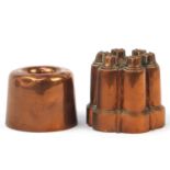 Two 19th century copper jelly moulds, the largest 13cm high : For Further Condition Reports,