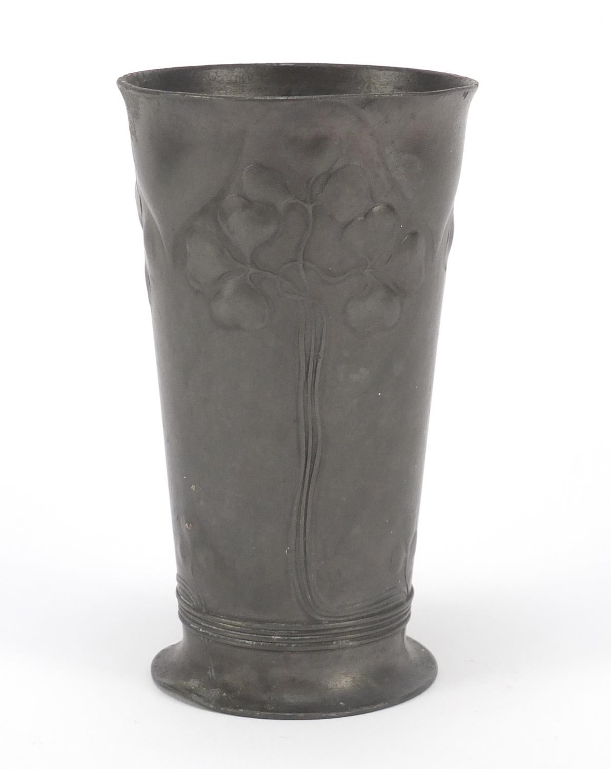 Art Nouveau pewter vase by Orivit numbered 2109, 13cm high : For Further Condition Reports, Please - Image 3 of 9