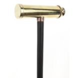 Hardwood walking stick with brass telescope handle, 83cm in length : For Further Condition