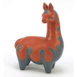 Chilean hand painted pottery alpaca, 19.5cm high : For Further Condition Reports, Please Visit Our