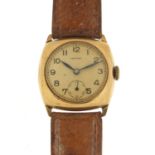 Vintage 9ct gold gentlemen's Century wristwatch with subsidiary dial, the dial 23mm in diameter :