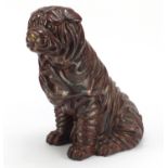 Life size pottery model of a seated Pug, possibly Austrian, 32.5cm high : For Further Condition