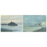 Susan Jackman - Eastbourne Pier and Birling Gap, pair of pencil signed prints in colour, mounted,