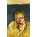 After Lucian Freud - Portrait of Kate Moss, oil on canvas, framed, 76cm x 49cm : For Further