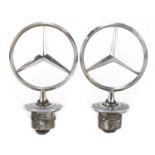 Two Mercedes Benz chrome car mascots, each 12cm high : For Further Condition Reports, Please Visit