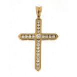 9ct gold diamond cross pendant, 3.7cm in length, 3.1g : For Further Condition Reports, Please