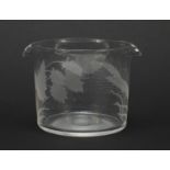 18th/19th century glass mixing bowl, etched with wheat and flowers, 9.5cm high : For Further