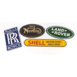 Four cast iron motoring advertising plaques, the largest 50cm wide : For Further Condition