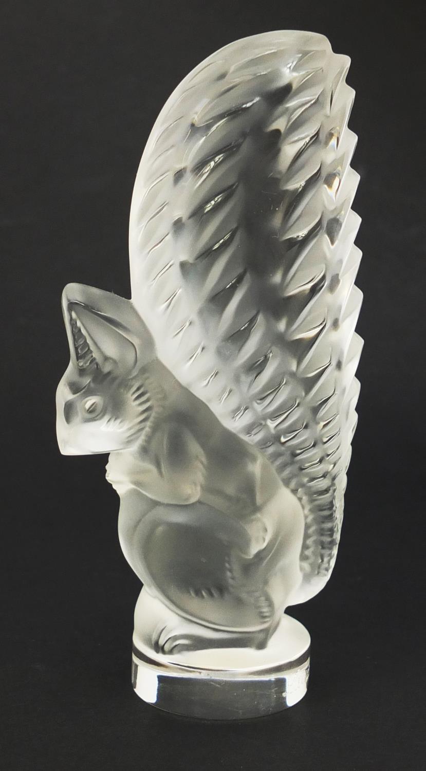 Lalique frosted and clear glass squirrel paperweight, etched Lalique France, 11cm high : For Further - Image 2 of 7