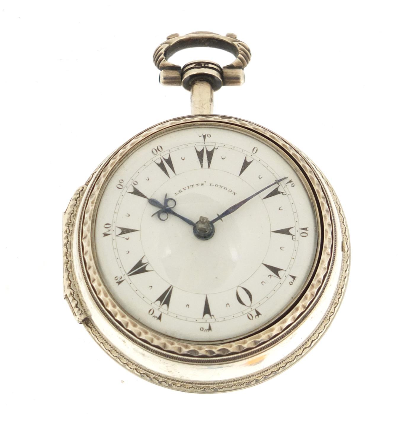 Gentlemen's silver and tortoiseshell double pair cased pocket watch with verge fusée movement, the - Image 10 of 19