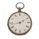 Ladies silver open face pocket watch with enamel dial, 38mm in diameter : For Further Condition