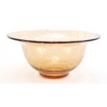 Large Whitefriars amber glass bubble bowl, 30cm in diameter : For Further Condition Reports,
