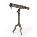 Military interest adjustable table telescope on stand, the telescope 23cm in length when closed :