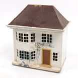 Vintage wooden and tinplate doll's house with furniture, 41cm H x 36.5cm W x 26cm D : For Further