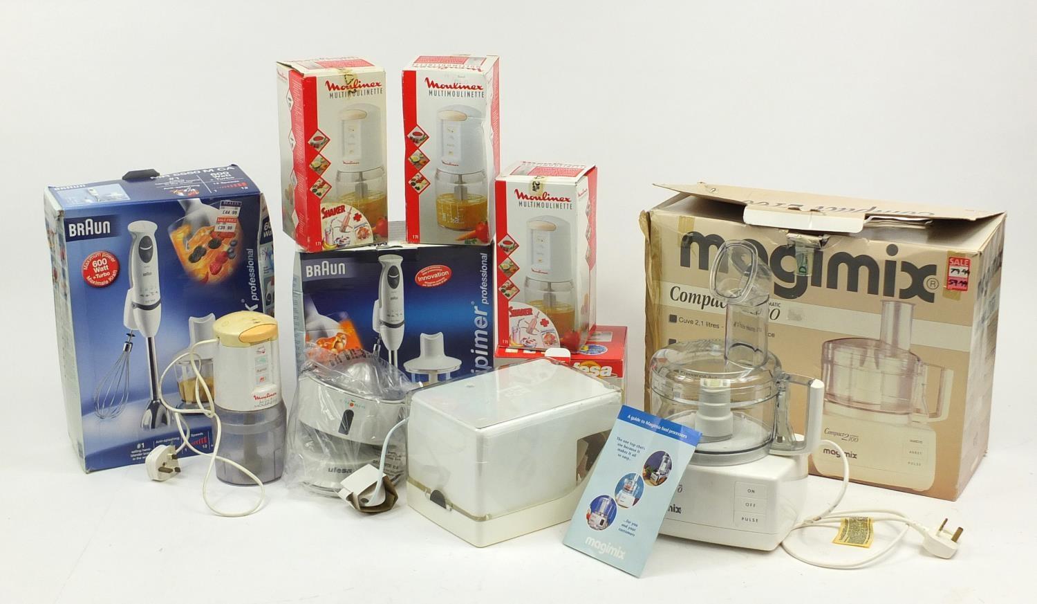 As new kitchen electricals including Magimix Compact 2100 and Braun Multiquick blender/whisk : For
