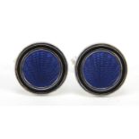 Pair of sterling silver and enamel Dunhill cufflinks, 1.6cm in diameter, 10.2g : For Further