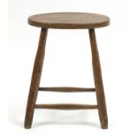Antique oval elm stool, 49cm H x 38cm W x 28.5cm D : For Further Condition Reports Please Visit