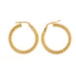 Pair of 9ct gold hoop earrings, 2.5cm in diameter, 1.8g : For Further Condition Reports Please Visit