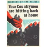 World War II propaganda poster by Lowe & Brydone, Your countrymen are hitting back at home, 51cm x