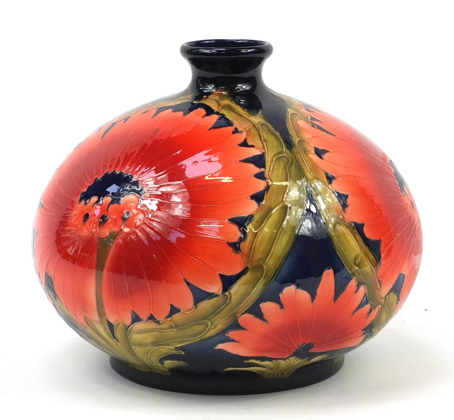 Large William Moorcroft style vase hand painted with flowers, 28cm high : For Further Condition - Image 4 of 7