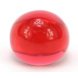 Lalique ruby coloured glass ring with box, size R : For Further Condition Reports Please Visit Our